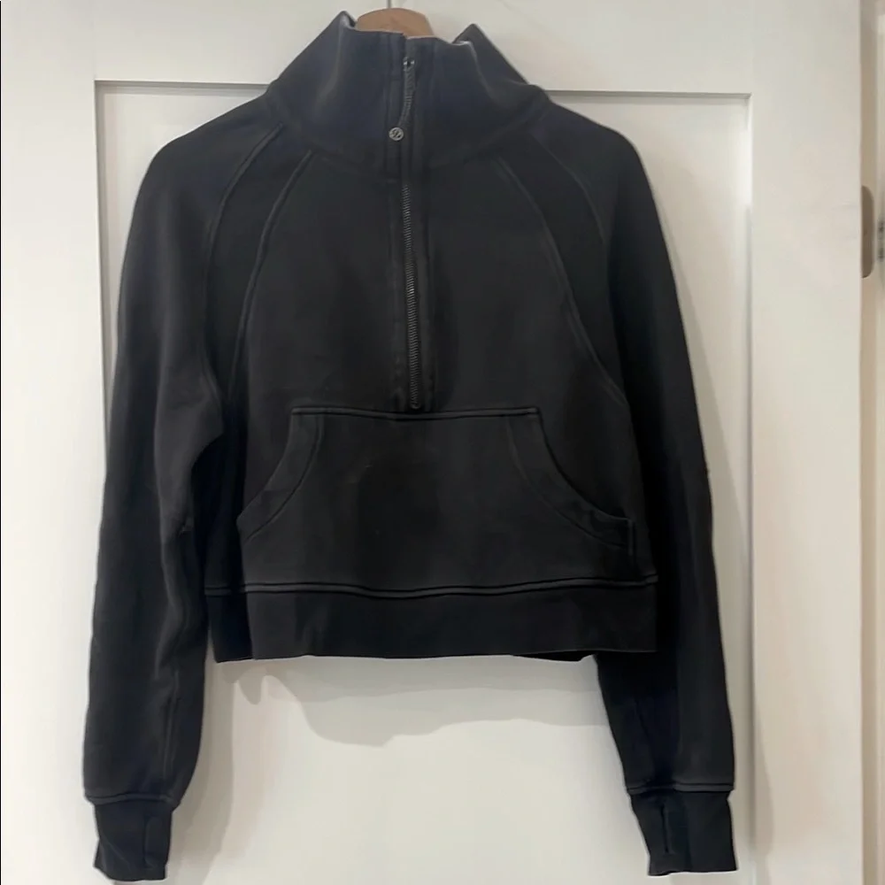lululemon athletica Black Half-Zip Cropped Hoodie